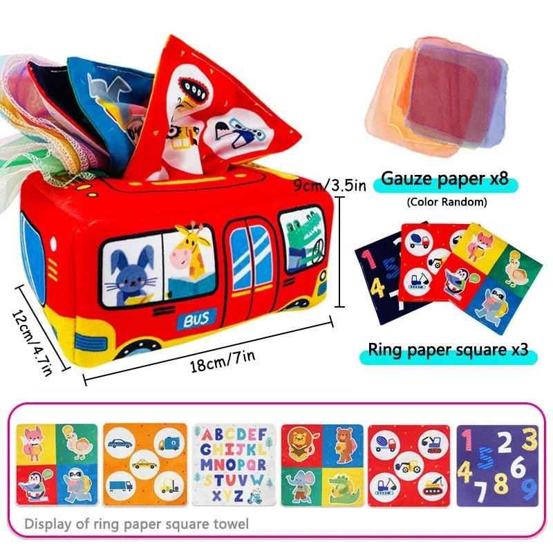 Boite a Mouchoirs bebe crinkly bus
