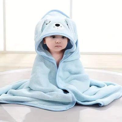 cape de bain bebe ultra douce chien bleu