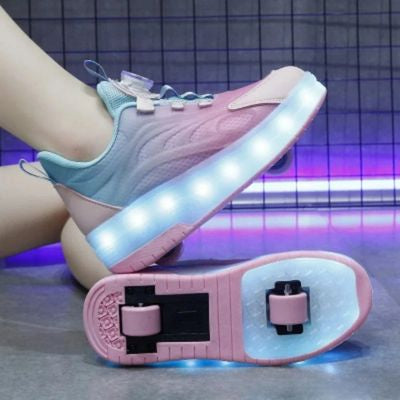 chaussure a rouletten rose