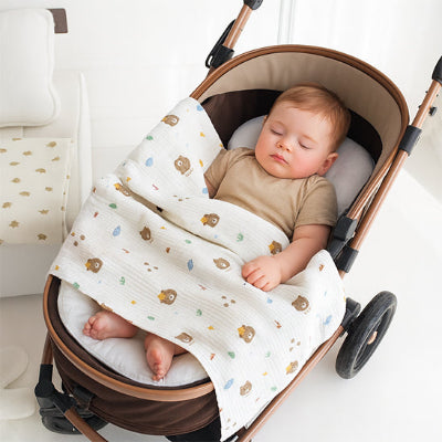 couverture bebe mousseline animaux colorees