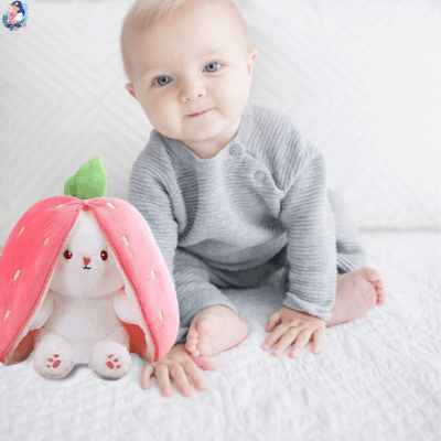 peluche lapin strawberry hypoallergenique