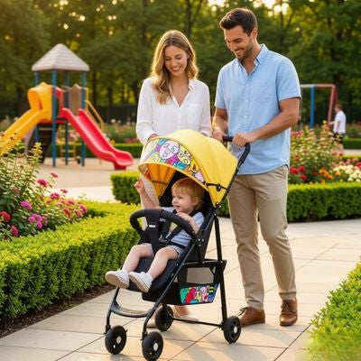 poussette bebe pliable jaune