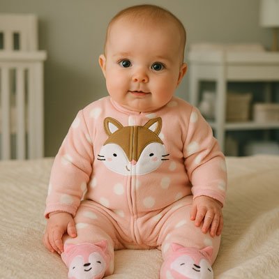 pyjama bebe coloris rose pastel a pois