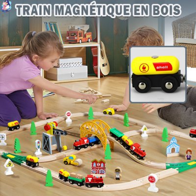 Train magnétique en bois TOY WOOD - bebemam.com