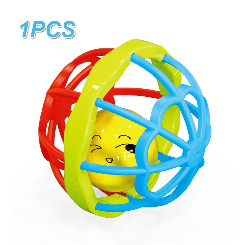 Hochet en caoutchouc souple pour bebe soft ball rouge et bleu