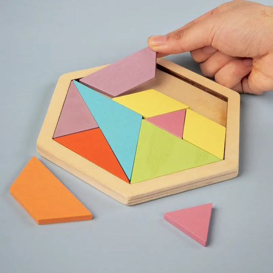 Puzzle Hexagonal 3D en bois - bebemam.com