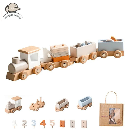 Train en bois Montessori pour bébé - bebemam.com
