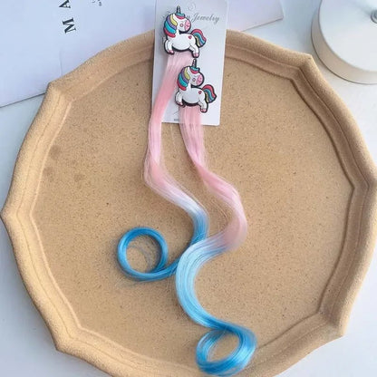 Barrette-cheveux-PRINCESS-licorne-rose-et-bleu