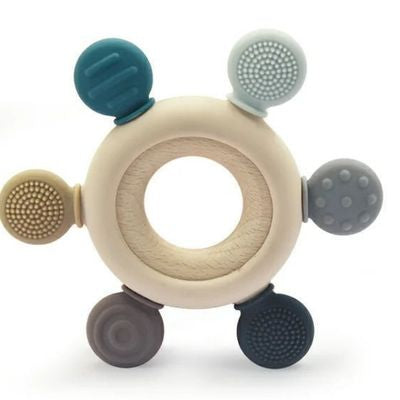 anneau de dentition en bois bleu