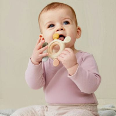 anneau de dentition en bois naturel bebe