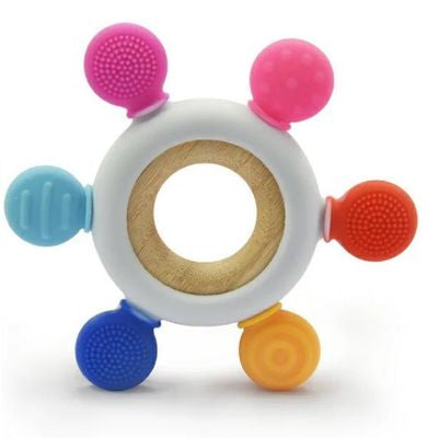 anneau de dentition en bois rose clair