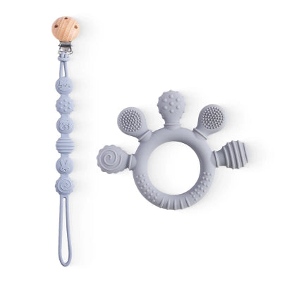anneau de dentition silicone gris clair