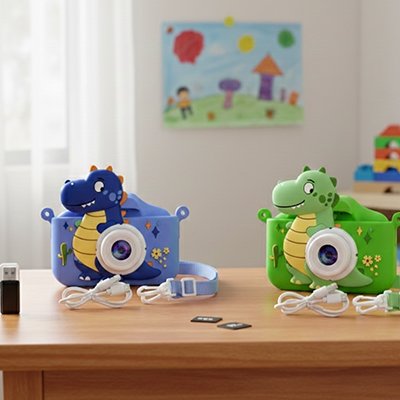 appareil photo pour enfant design ludique en forme de dinosaure