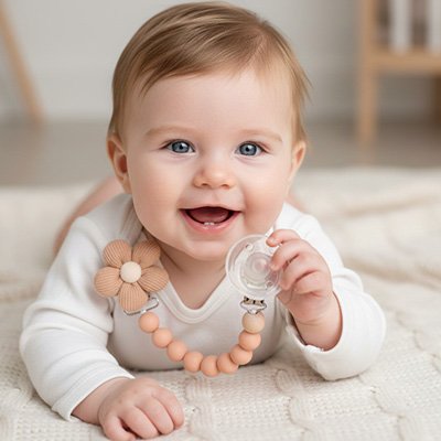 attache tetine design avec perles decoratives