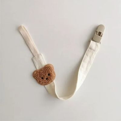 attache tetine ours beige cafe
