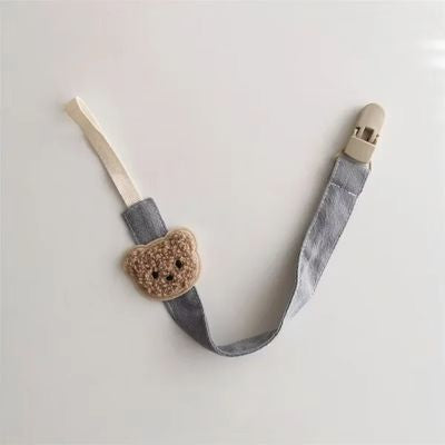 attache tetine ours gris kaki