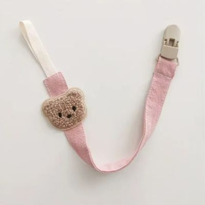 attache tetine ours rose kaki