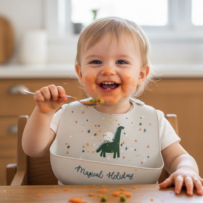 bavoir silicone design avec motifs personnalisables