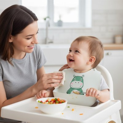 bavoir silicone motifs animaliers colores