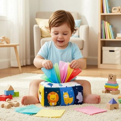 Boîte à Mouchoirs bébé | Sensoriel & Éducatif