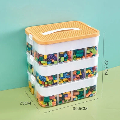 boite de rangement trois couches jaunes
