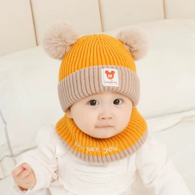 bonnet bebe jaune beige