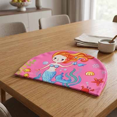 bonnet de bain enfant design mermaid rose vif 