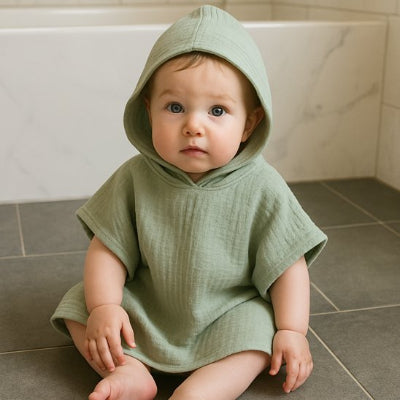 cape de bain bebe tissu double gaze de coton