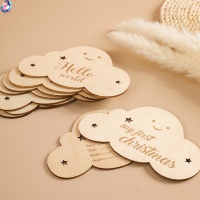 Carte bébé naissance en bois CARDS - bebemam.com