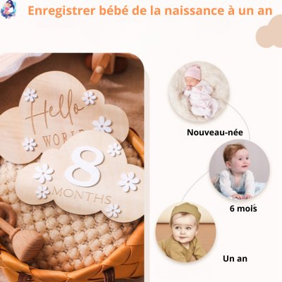 Carte bébé naissance en bois CARDS - bebemam.com
