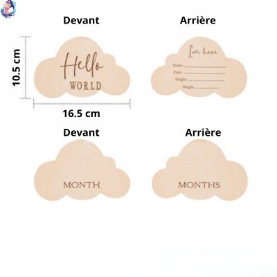 Carte bébé naissance en bois CARDS - bebemam.com