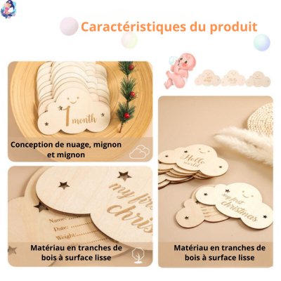 Carte bébé naissance en bois CARDS - bebemam.com