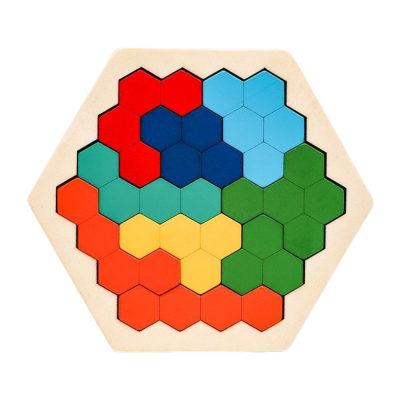 casse tete en bois tangram tricolore