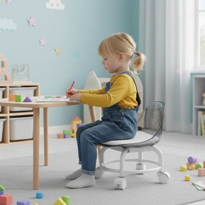 chaise enfant pietement a roulettes 