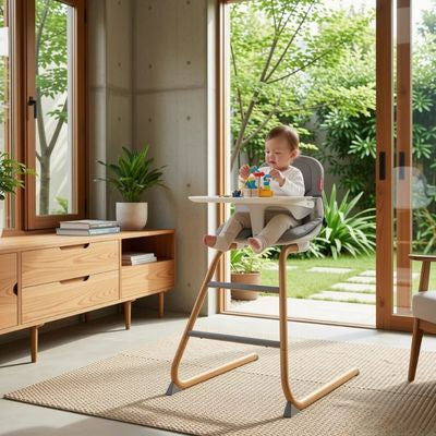 chaise haute evolutive en bois clair