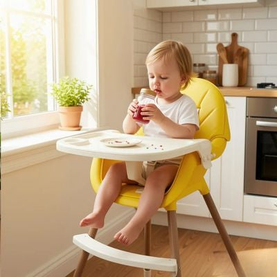 chaise haute evolutive jaune