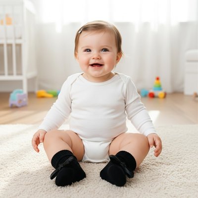 chaussette bebe nœud decoratif