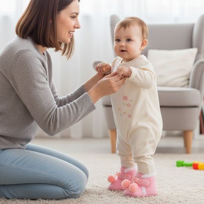 chausson bebe fermeture ajustable