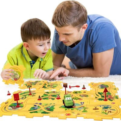 circuit voitures electriques pere et fils