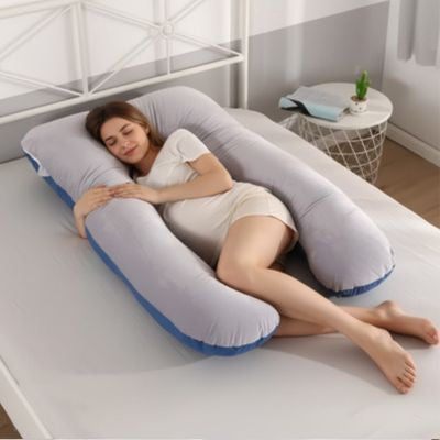 coussin de grossesse gris bleu