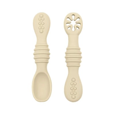 couvert bebe ergonomique silicone beige