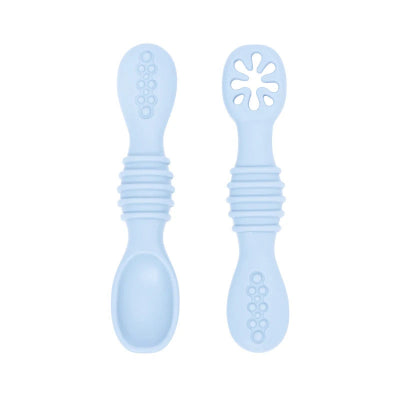 couvert bebe ergonomique silicone bleu