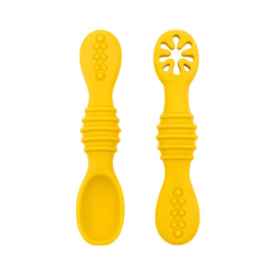 couvert bebe ergonomique silicone jaune