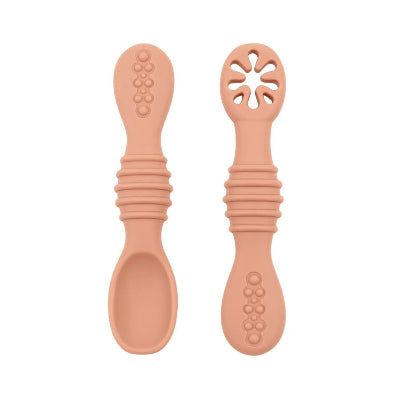 couvert bebe ergonomique silicone rose