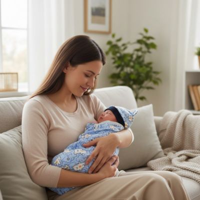 couverture emmaillotage bleu