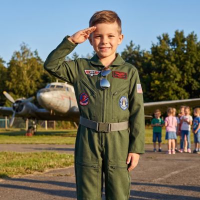deguisement enfant aviateur vert