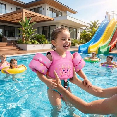 gilet de bain bebe rose