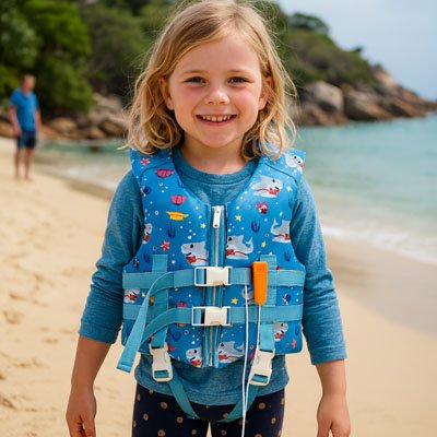 gilet sauvetage enfant clip de sécurité orange