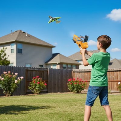 jouet avion lanceur manuel integre