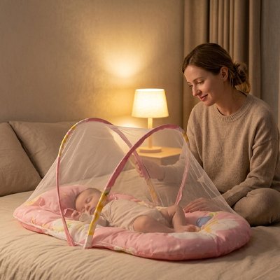 lit moustiquaire bebe rose